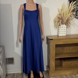 Calvin Klein Cobalt‎ Blue Satin Sleeveless Formal Maxi Dress Size 12
